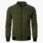 Men’s Quilted Sweatshirt with Zip Front and Ribbed Collar - Image 5
