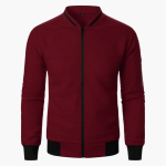 Men’s Quilted Sweatshirt with Zip Front and Ribbed Collar - Image 7