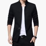 Men’s Stand Collar Blazer with Single Button and Front Pockets - Image 3