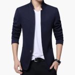 Men’s Stand Collar Blazer with Single Button and Front Pockets - Image 4