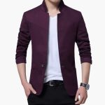 Men’s Stand Collar Blazer with Single Button and Front Pockets - Image 5