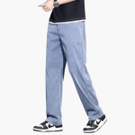 Men’s Straight Jeans with Elastic Waistband and Front Pockets - Image 3