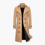 Men’s Trench Coat with Double Row Buttons and Structured Long Fit - Image 4