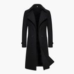 Men’s Trench Coat with Double Row Buttons and Structured Long Fit - Image 2