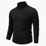 Men’s Turtleneck Sweater with Ribbed Neck and Hem - Image 2