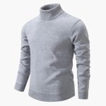 Men’s Turtleneck Sweater with Ribbed Neck and Hem - Image 3