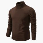 Men’s Turtleneck Sweater with Ribbed Neck and Hem - Image 4