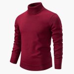 Men’s Turtleneck Sweater with Ribbed Neck and Hem - Image 5