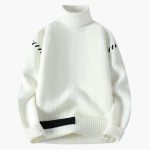 Men’s Turtleneck Knit Sweater with Ribbed Surface and Long Sleeves - Image 2