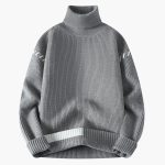 Men’s Turtleneck Knit Sweater with Ribbed Surface and Long Sleeves - Image 5