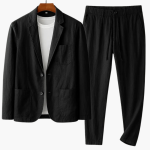 Men’s Two-Piece Suit with Drawstring Trousers and Patch Pocket Blazer - Image 3