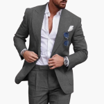 Men’s Two-Piece Suit with Notch Lapel and Flat-Front Trousers - Image 6