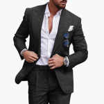 Men’s Two-Piece Suit with Notch Lapel and Flat-Front Trousers - Image 3