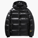 Men's Winter Hooded Puffer Jacket with Front Zipper and Long Sleeves - Image 2