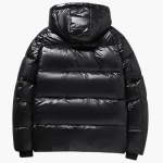 Men's Winter Hooded Puffer Jacket with Front Zipper and Long Sleeves - Image 3