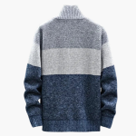 Men’s Zip Cardigan with High Collar and Colour-Block Design - Image 3