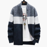 Men’s Zip Cardigan with High Collar and Colour-Block Design - Image 6