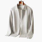 Men’s Zip Cardigan with Turn-Down Collar and Front Pockets - Image 3