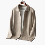 Men’s Zip Cardigan with Turn-Down Collar and Front Pockets - Image 2