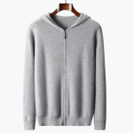 Men’s Zip Hooded Cardigan with Long Sleeves and Ribbed Hem - Image 3