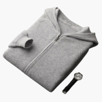 Men’s Zip Hooded Cardigan with Long Sleeves and Ribbed Hem - Image 6