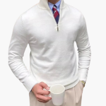 Men’s Zip Jumper with Stand Collar and Ribbed Hem - Image 3