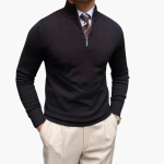 Men’s Zip Jumper with Stand Collar and Ribbed Hem - Image 4