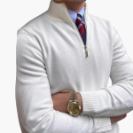 Men’s Zip Jumper with Stand Collar and Ribbed Hem - Image 2