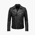 Men’s Biker Jacket with Quilted Sleeves