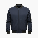 Men’s Bomber Jacket with Zip Closure and Ribbed Hem