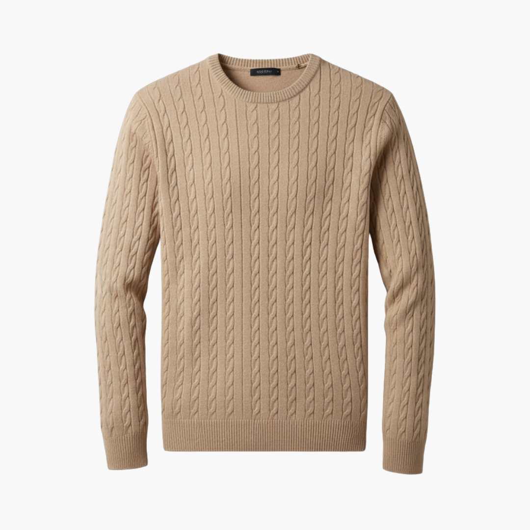 Men_s_Crew_Neck_Sweater_with_Cable_Knit.png Men's Crew Neck Sweater with Cable Knit - Image 1