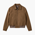 Men’s Jacket with Zip Front and Point Collar