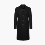Men's Long Coat with Lapel and Buttons