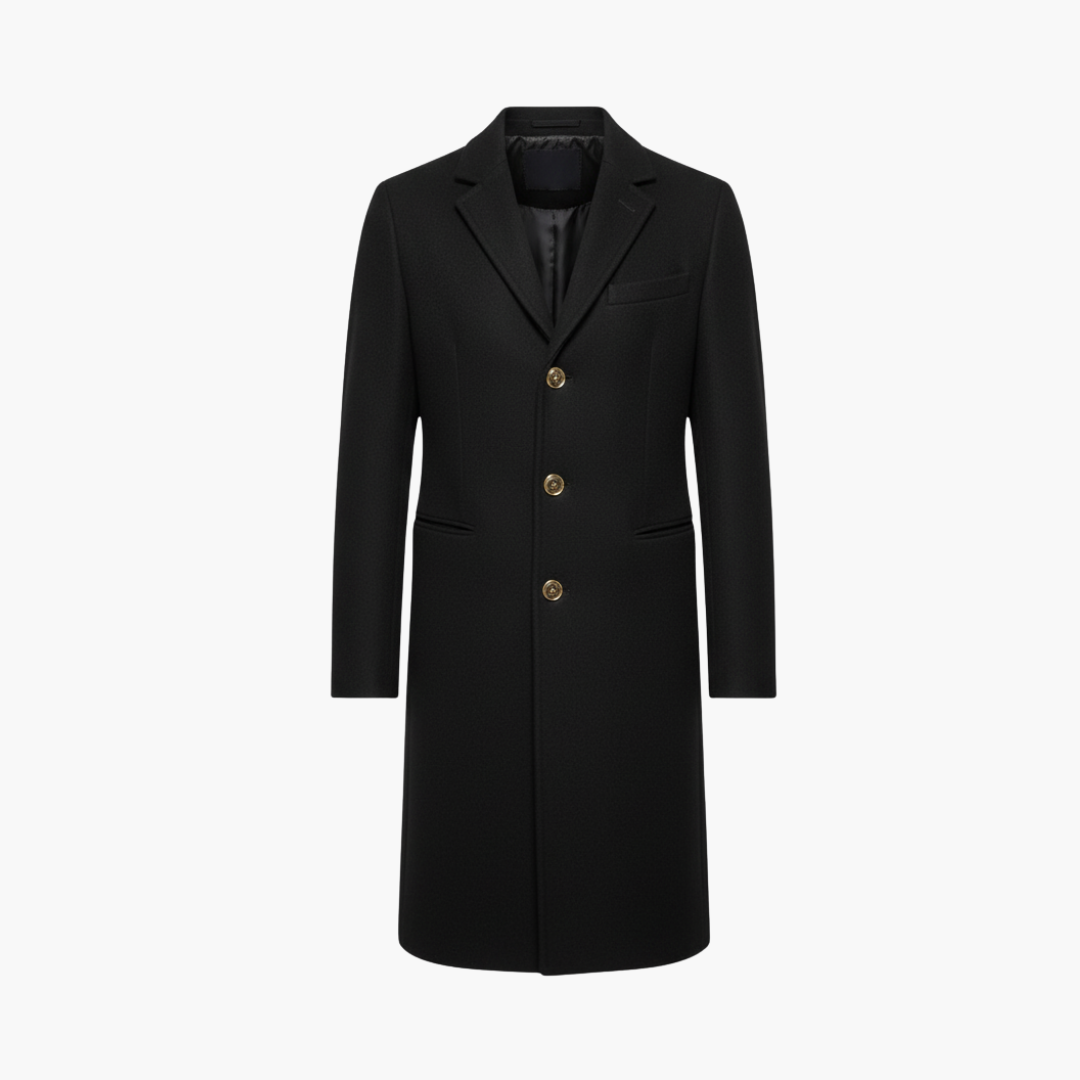 Men_s_Long_Coat_with_Lapel_and_Buttons.png Men's Long Coat with Lapel and Buttons - Image 1