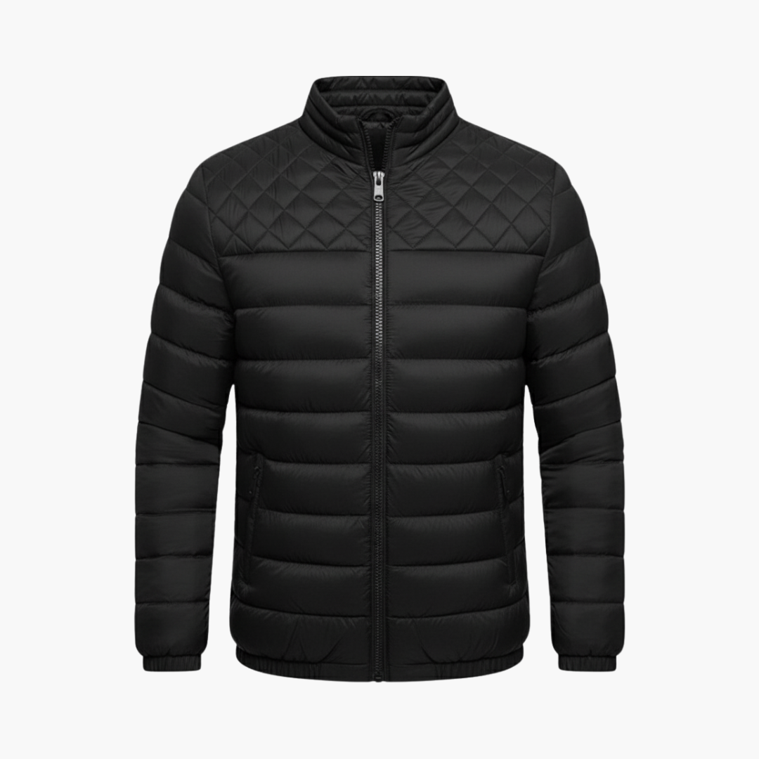 Men_s_Quilted_Bomber_Jacket_with_Zip_Closure_and_Long_Sleeves.png Men's Quilted Bomber Jacket with Zip Closure and Long Sleeves - Image 1