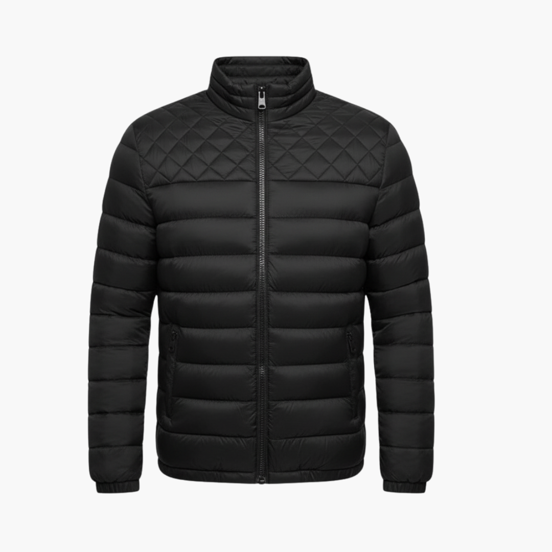 Men_s_Quilted_Jacket_with_High_Collar_and_Zipper.png Men's Quilted Jacket with High Collar and Zipper - Image 1