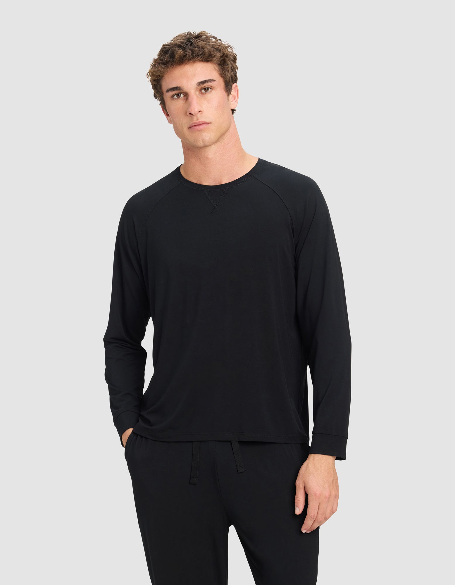 Mens_Bamboo_Stretch_Knit_Long_Sleeve_Black_1.jpg Men's Bamboo Stretch-Knit Long Sleeve - Image 1