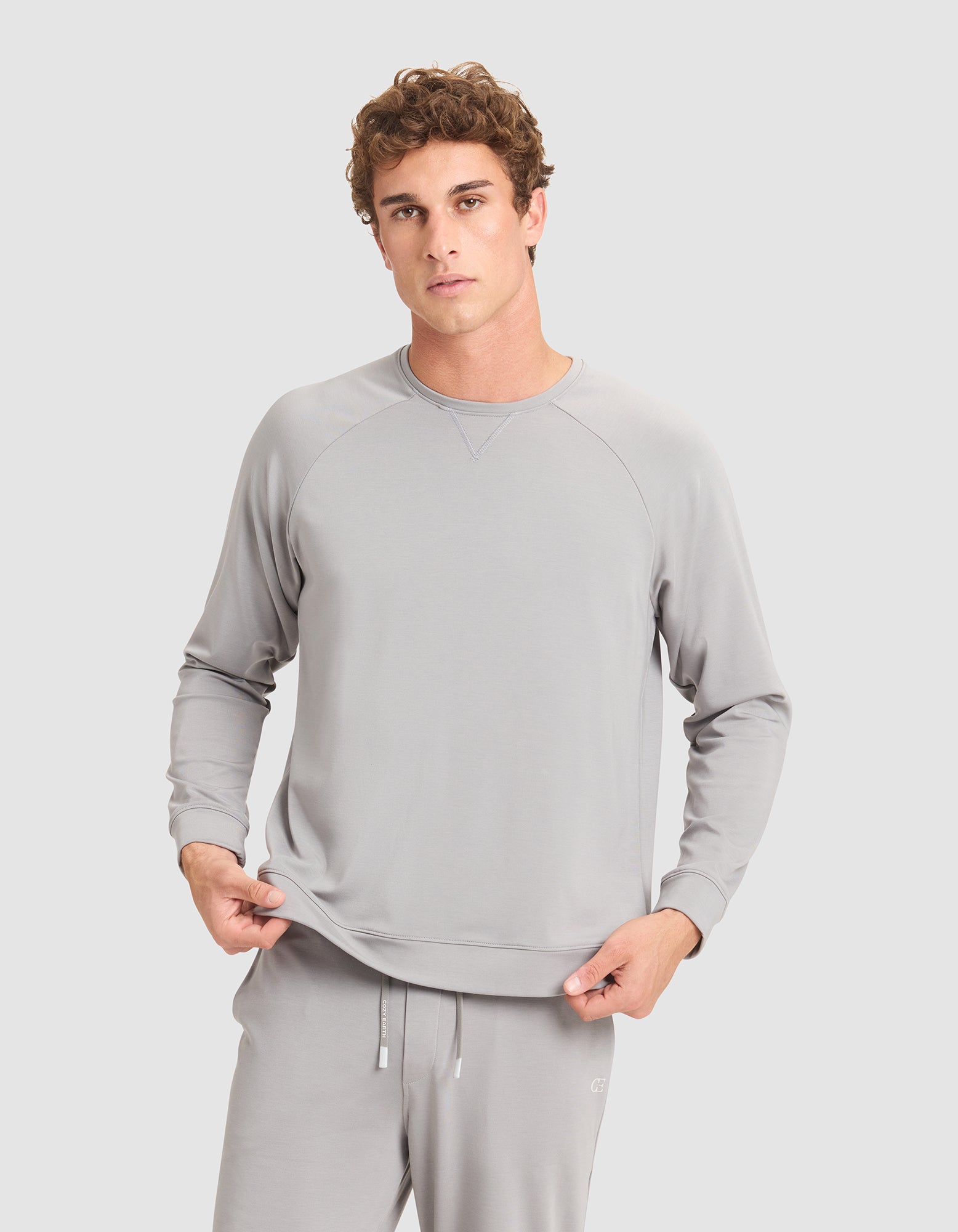 Mens_Brushed_Bamboo_Pullover_Crew_Stone_1.jpg Men's Brushed Bamboo Pullover Crew - Image 1