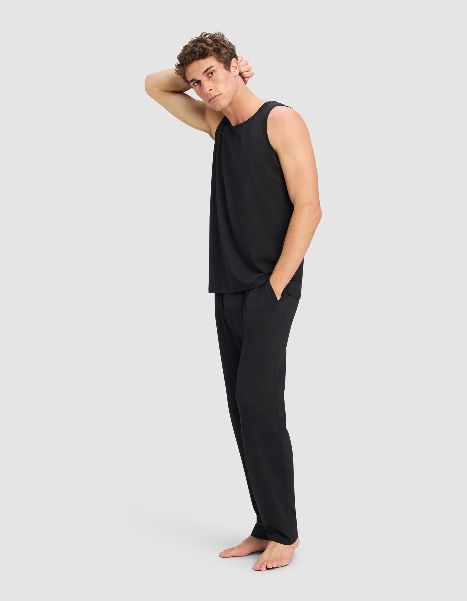Mens_First_Layer_Tank_Pant_Set_Jet_Black_2.jpg Men's First Layer Pajama Tank & Pant Set - Image 1