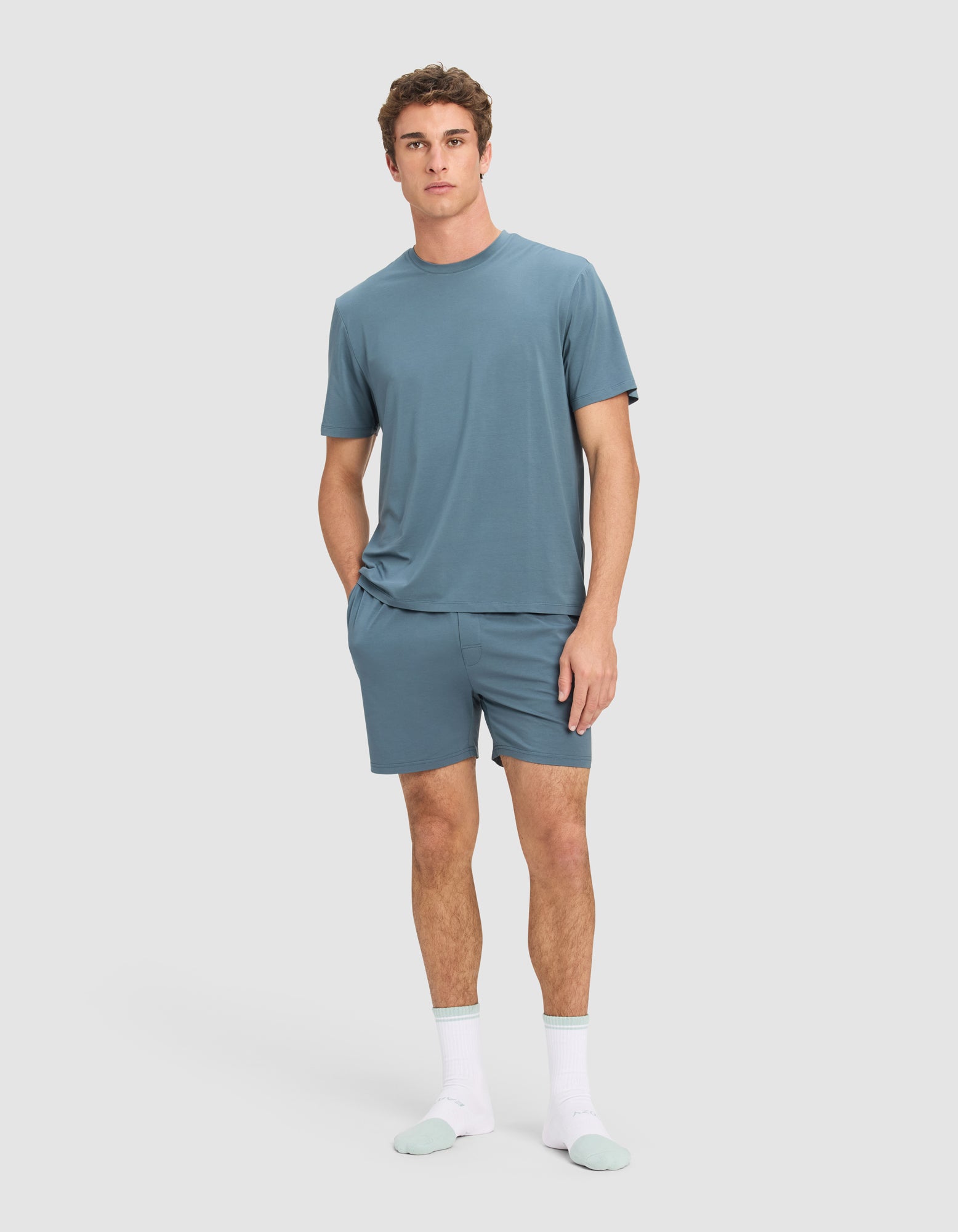 Mens_First_Layer_Tee_Dawn_3.jpg Men's First Layer Pajama Short Sleeve Tee & Short Set - Image 1