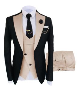 Men's Suit in Formal Style, Three-Piece with Jacket, Vest, and Trousers - Image 3