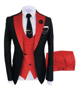 Men's Suit in Formal Style, Three-Piece with Jacket, Vest, and Trousers - Image 5
