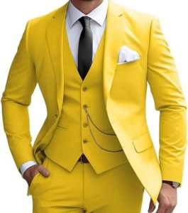 Men's Three-Piece Suit with Notched Vest and Flat Pants - Image 4