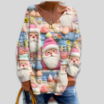 Women Ugly Christmas Sweater - Oversized Santa Pullover Top - Image 2