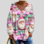 Women Ugly Christmas Sweater - Oversized Santa Pullover Top - Image 3