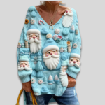 Women Ugly Christmas Sweater - Oversized Santa Pullover Top - Image 4