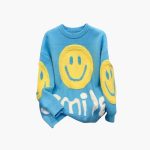 Casual Smiley Print Sweater for Women - Oversized Cardigan - Image 2