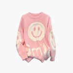 Casual Smiley Print Sweater for Women - Oversized Cardigan