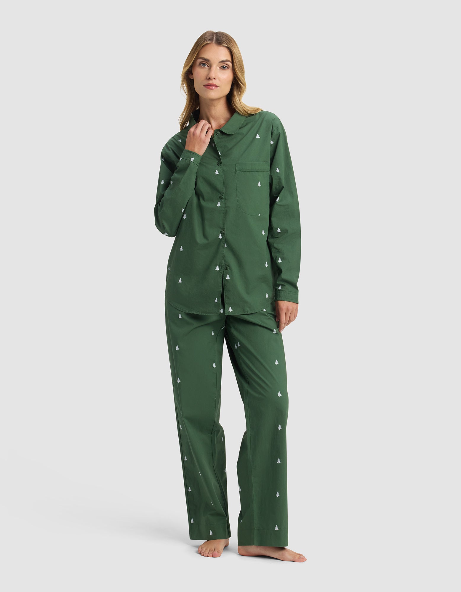 SuttonLongSleevePajamaTop_SuttonPajamaPantSet_JadeTree_1.jpg Women's Sutton Long Sleeve Pajama Set - Image 1