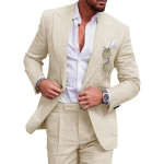 Men's Summer Suit with Notched Lapel and Two Buttons - Image 3